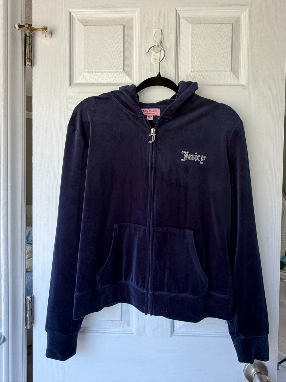 Juicy Couture Navy Blue Velour Zip Hoodie